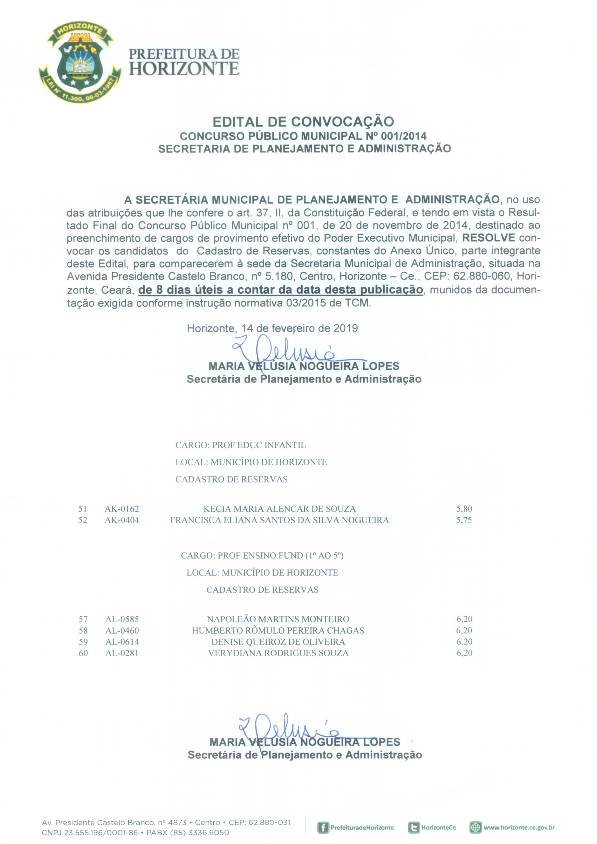 EDITAL 1 - Prefeitura de Horizonte